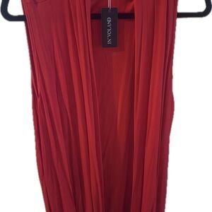 In’Voland Elegant Red Cardigan with Draped Neckline